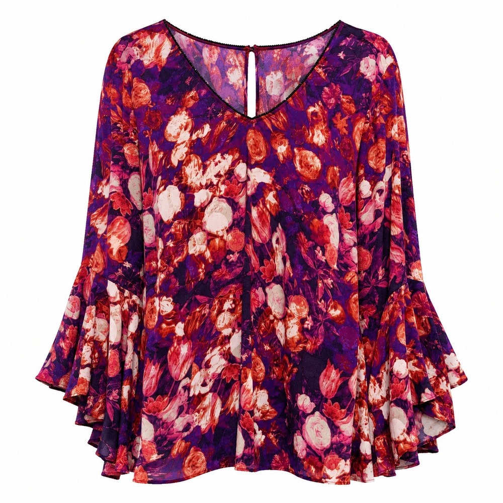 NY Collection Boho Floral Tunic Top Women Size 3X Cottagecore‎ Artsy Romantic